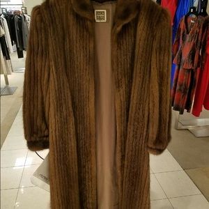 Genuine mahogany ribbed mink coat